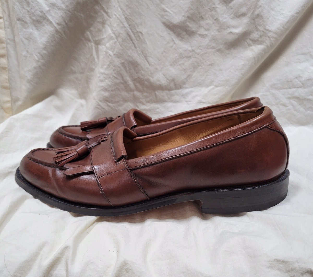 Allen Edmonds Newport Mens 11 C Cognac Leather Tassel Kiltie Loafers 1469 USA Allen Edmonds Newport Tassel Loafers Men main image 4