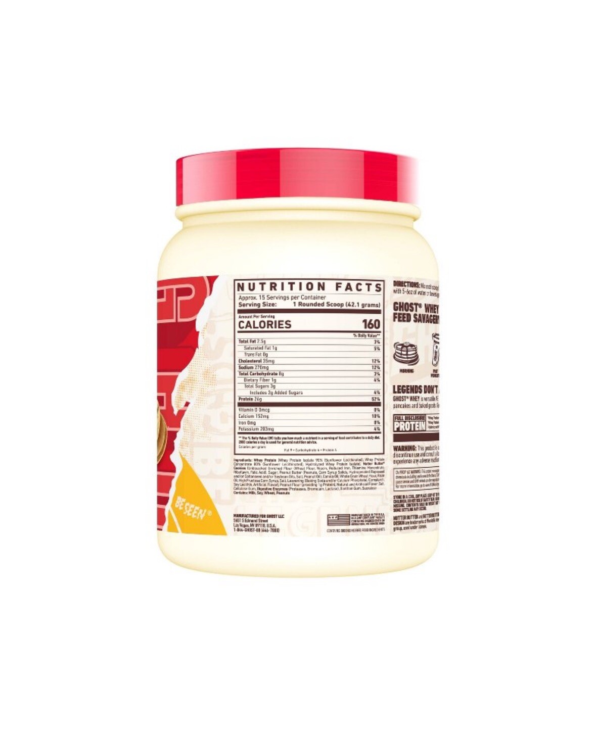 GHOST Whey Protein Powder, 2LB, Post Workout Shake, Nutter Butter