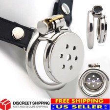 Male Chastity Device Flat Stainless Steel Super Small Cage Ring Lockdown Parts