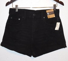 Aeropostale Women's Size 6 Destructed Black Denim Mom Shorts NWT 3.25" Inseam