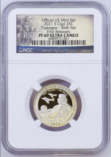 2021 S NGC Tuskegee Airmen CLAD PROOF the LAST QUARTER BIRTH SET Version PF69