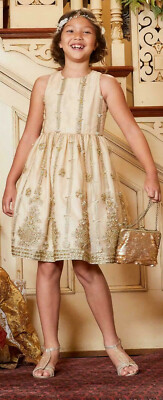 NWT Girls Chasing Fireflies Gold Regal Beaded Formal Wedding Holiday Dress  Sz 4 | eBay
