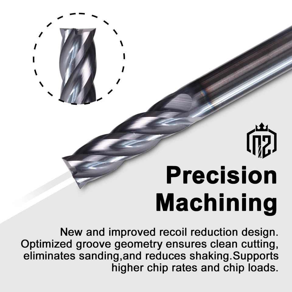 Fresas de extremo de carburo sólido 10 piezas 4 flautas 5/16" x13/16" x2-1/2" - recubiertas de AlTiN Foto 3 de 4