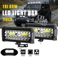 2x 7inch 20000LM LED Work Light Bar Flood Spot Pod Offroad Fog Driving ATV Truck