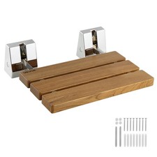 VEVOR Foldable Shower Seat Wall Mounted Folding Teak Shower Bench 330LBS Loading