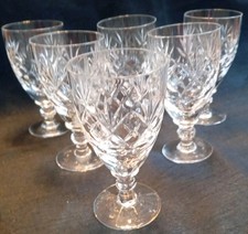 6 Royal Doulton Crystal Liqueur /Tot  Glasses  Georgian Pattern ~ Perfect 