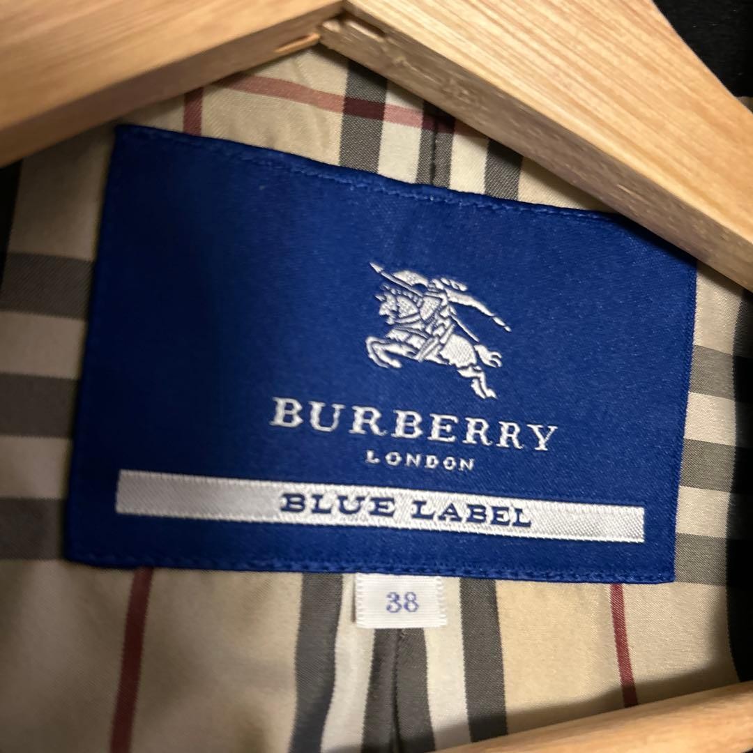 Burberry Blue Label Peacoat Black Wool With Check Pattern Size 38 For Women thumbnail 14