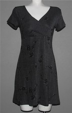 VTG Espressa Floral Silhouette Crossover Bust Empire Waist Lghtwght Dress Wm's S