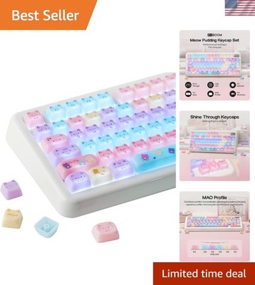 PBT/PC Cute Cat Keycaps - Unique MAO Profile for Mechanical Keyboards