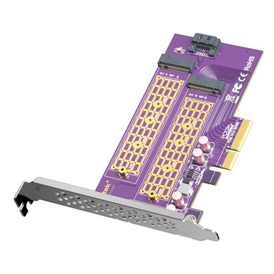 Dual M.2 PCIe Adapter für SATA oder PCIe NVMe SSD, M.2 SSD NVMe M Key und SAT...