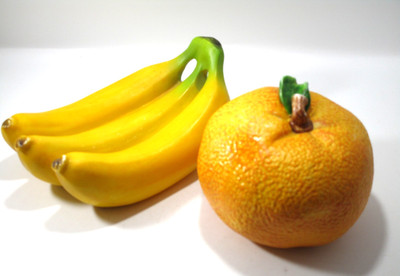 Ceramic Orange & Bunch of Bananas Greenbrier International INC Fake Fruit