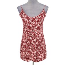 Reformation Dress Womens XS Red Beige Ditzy Mini Adjustable Straps Beach Resort