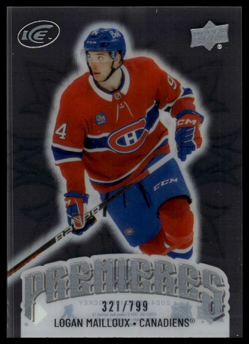 2024-25 Upper Deck Ice #199 Logan Mailloux #/799 Rookie SN,RC