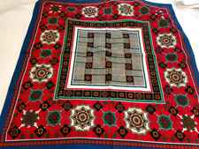 Ladies Red Vintage Traditional  Dog Tooth Check Paisley Neck Scarf Large