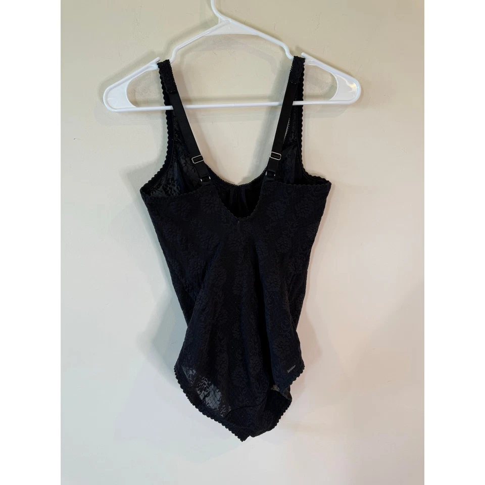 Flexees Sleeveless Sweetheart Neck Bodysuit Lace Floral Black Women's Size 34C - Image 2 of 4