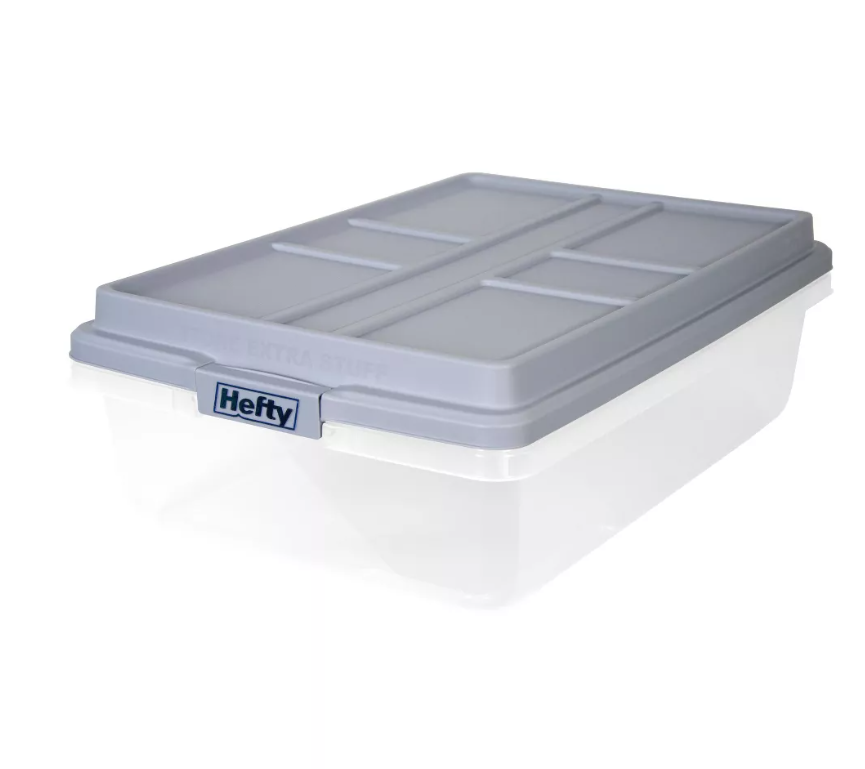 Hefty 40qt Clear Under Bed Storage Bin with Locking Handles