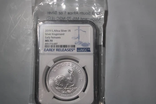 2019 SOUTH AFRICA 1oz .999 Fine Silver Krugerrand NGC MS-70 Early Releases 26