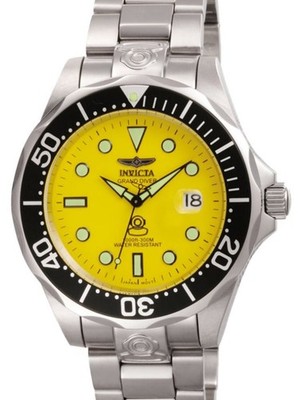 Invicta Grand Diver 3048 Automatik 47mm Yellow Sunray 300m Stahl Submariner