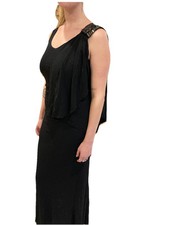 Badgley Mischka Collection Black evening Beaded Rhinestones Accent Prom Dress