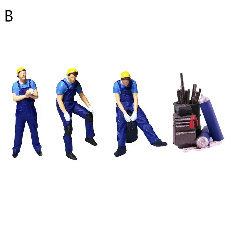 [4 figuras mecánicas de automóviles en miniatura] +4 piezas trabajadores de la carretera nuevas en caja escala 1:64 Foto 3 de 4