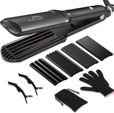 Hair Crimper for Women 4-in-1 Ceramic Waver Flat Iron 15s Fast Heating Volumizin