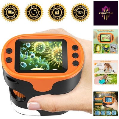 Mini Pocket 1000X Microscope for Kids - 4K Screen, Easy to Carry, & Fun Learning