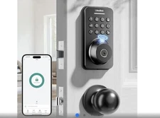 Ulecoce Black Fingerprint Smart Door Lock Keyless Entry Deadbolt App Control