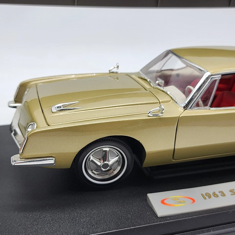 Signature Models 1:18 1963 Studebaker Avanti Gold Displayed Only w/ Base Stand - Image 4 of 4