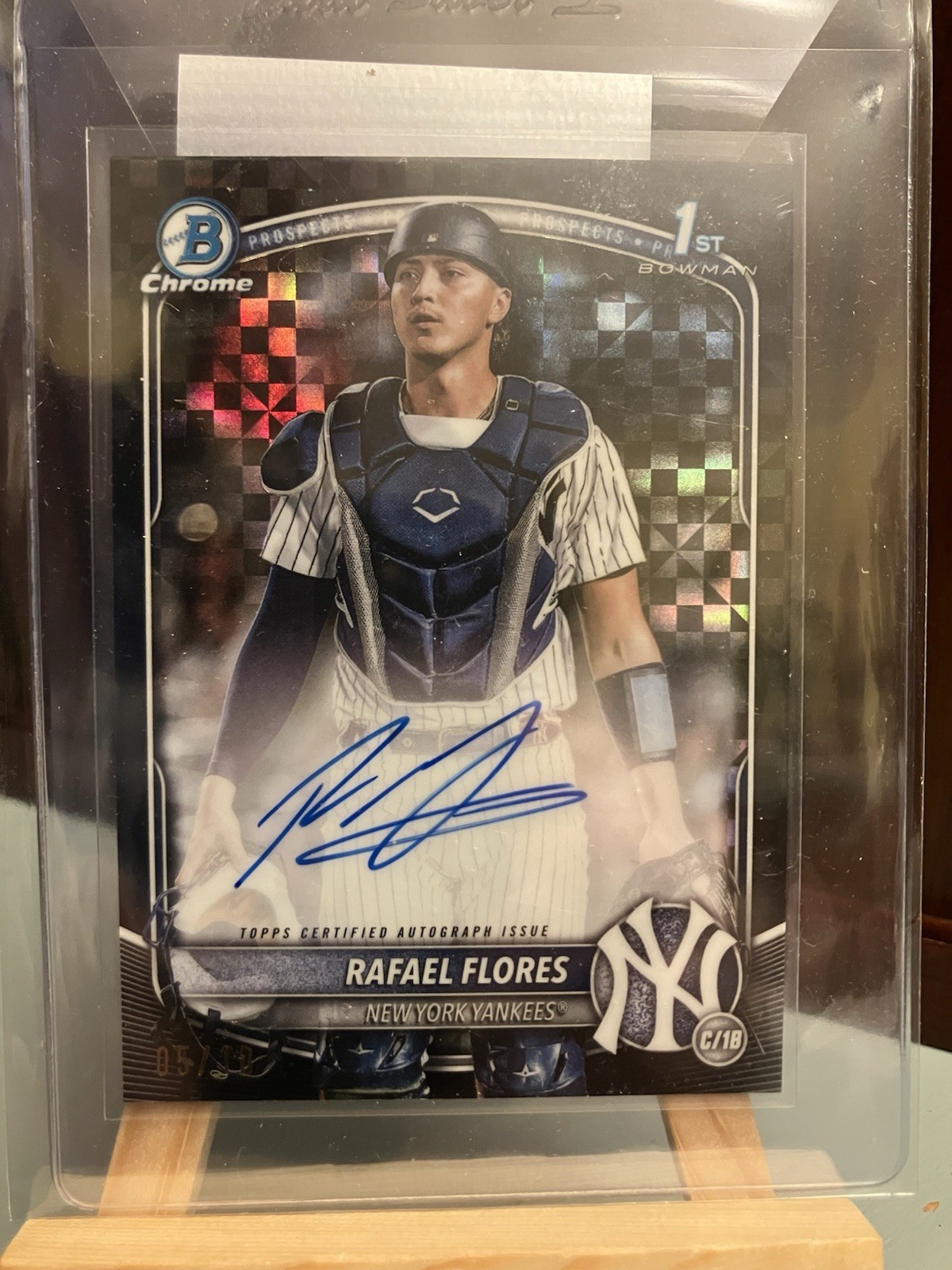 2025 Rafael Flores 1st Bowman Chrome Auto Black X-Fractor /10 #CPA-RF YANKEES