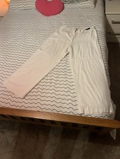 Abercrombie & Fitch White Linen High Rise Wide Leg Pants Size 32R (UK 14)