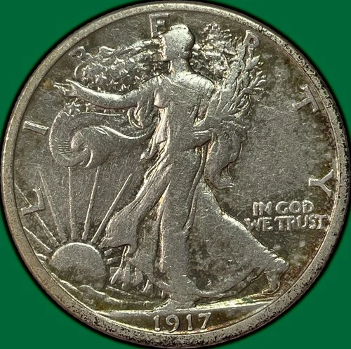 1917-S Reverse Mintmark Walking Liberty Half Dollar Very Fine VF Coin #37436