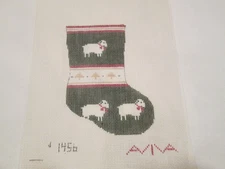 SHEEP MINI STOCKING-AVIVA-HANDPAINTED NEEDLEPOINT CANVAS