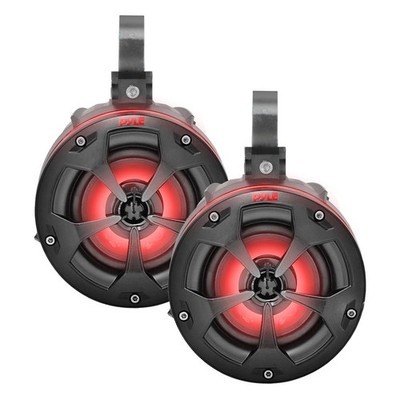 2x Pyle PLUTV44BTR 4   800W Waterproof Off-Road Black Speakers with RGB Lighting