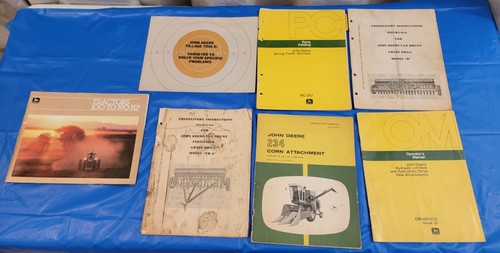 (6) Vintage John Deere Tractor Equipment Manuals + (1) Brochure