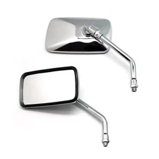 Chrome Motor Mirrors 10mm Rectangle Motorcycle Accessories Rear View Moto Handle