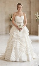 Hailey Paige “Guindon” Style 6315, Striped Organza Wedding Gown With Crystal Bel
