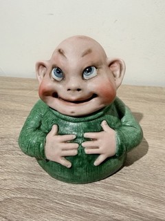 ANTIQUE C.1890S GERMAN PORCELAIN BROWNIE HUMIDOR SCHAFER & VATER PALMER COX FIG