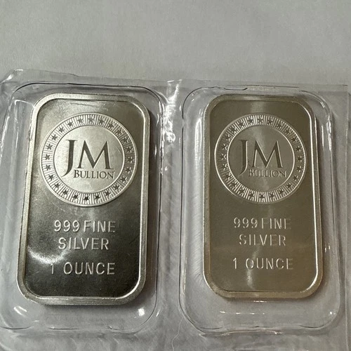 2 JM Bullion 1 oz 999 Silver Bars Sealed