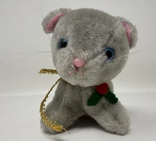 Russ Berrie Kitty Cat Holiday Holly Berry Ground Nutshell Plush Stuffed Toy 5”