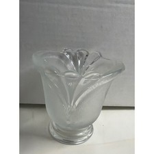 frosted crystal floral Heavy Crystal Vase with Frosted Floral Intaglio Design — listing 6