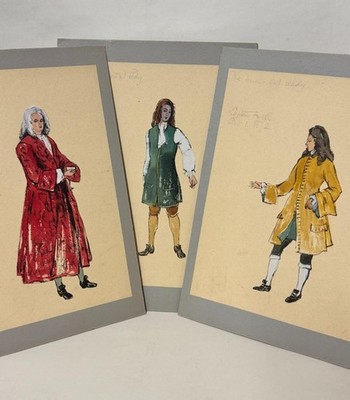 Männerkostüm Designs für 3 Figuren aus Die unsterbliche Dame - Theateroper