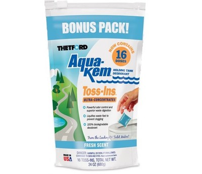 Thetford Aqua KEM Toss Ins RV Toilet Holding Tank Deodorant Fresh Scent 16 Doses