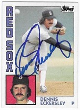 DENNIS ECKERSLEY 1984 TOPPS AUTOGRAPHED SIGNED # 745 BOSTON RED SOX HOF