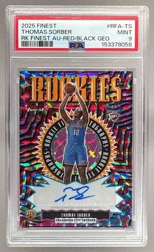 Thomas Sorber 2025 Topps Finest Red Black Geometric Rookie Auto RC /10 PSA 9