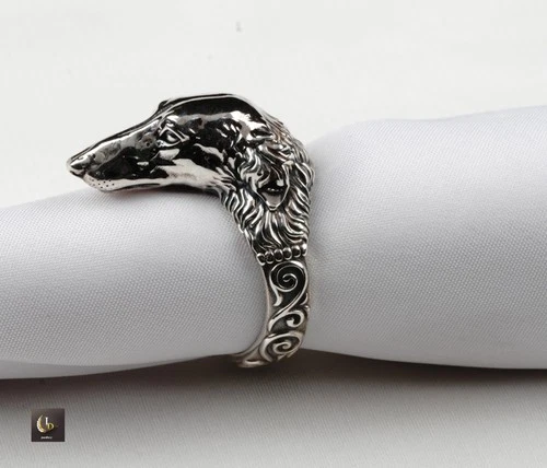 925 Silver Borzoi dog ring,Vintage Afghan Hound, Borzoi, Saluki Dog,Animal Ring