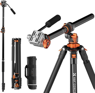 Kamera Stativ,K&F CONCEPT Videostativ Video Tripod Mit Fluidkopf,231Cm Stativ Mi