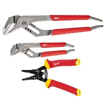 6 In. and 10 In. Straight-Jaw Pliers Set with 1000-Volt Insulated 10-20 AWG Wire