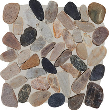Natural Stone River Pebble Mosaic Tile 13"x13" for Backsplashes  Floors