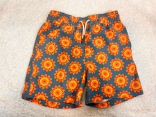 Fair Harbor Trunks M Gray Orange Floral Boys Youth Swim Board Lined Boys