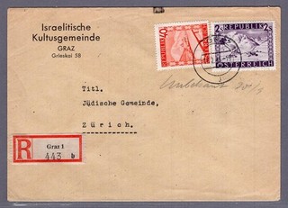 1948 Auslandsrekobrief GRAZ Zürich/CH Absender! (1881FF)